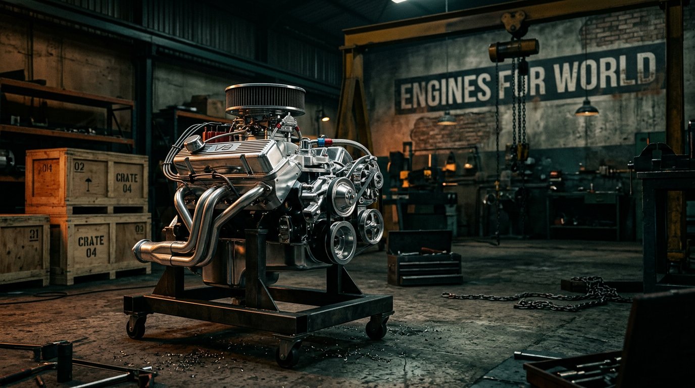 V8 engine in the Engines for World workshop, Gqeberha, South Africa